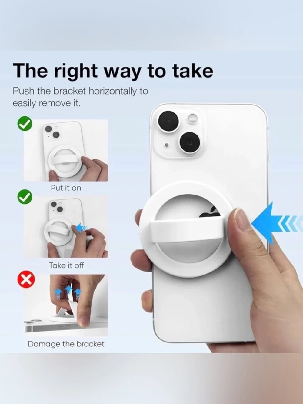 💞 New White Silicone Magnetic Ring Cell Phone Grip
